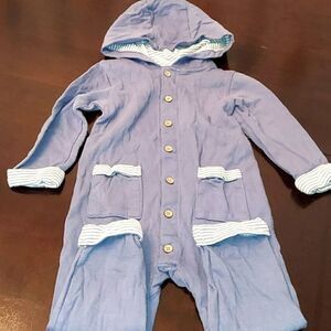 Carter's Blue Striped Hooded Jumpsuit 18M